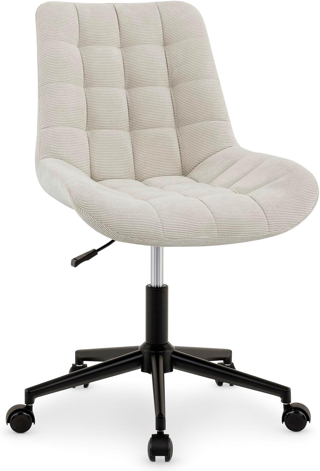 IDIMEX Drehstuhl VASILO höhenverstellbar, Beige - Bürostuhl mit Metallgestell in schwarz, drehbarer
