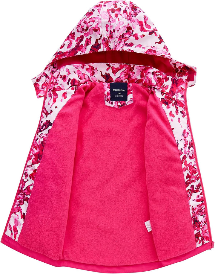 SERENYOU Mädchen Übergangsjacke Gefütterte Regenjacke mit Abtrennbare Kapuze 150 Stil 5, 150 Stil 5