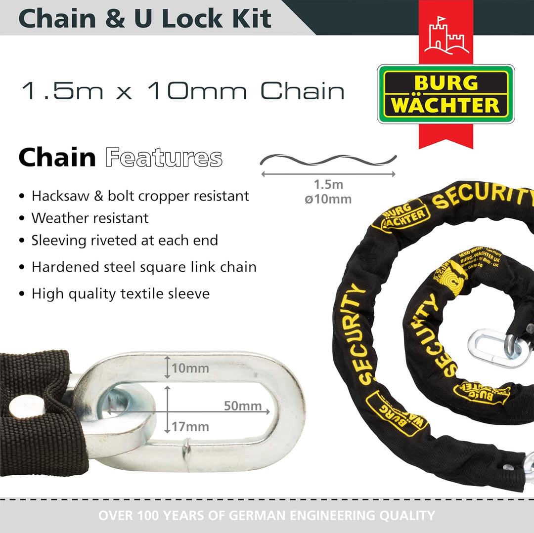 Burg-Wachter Sicherheitsschloss und Bodenanker-Set, Unisex, 1,5 m, Schwarz, 1,5 m