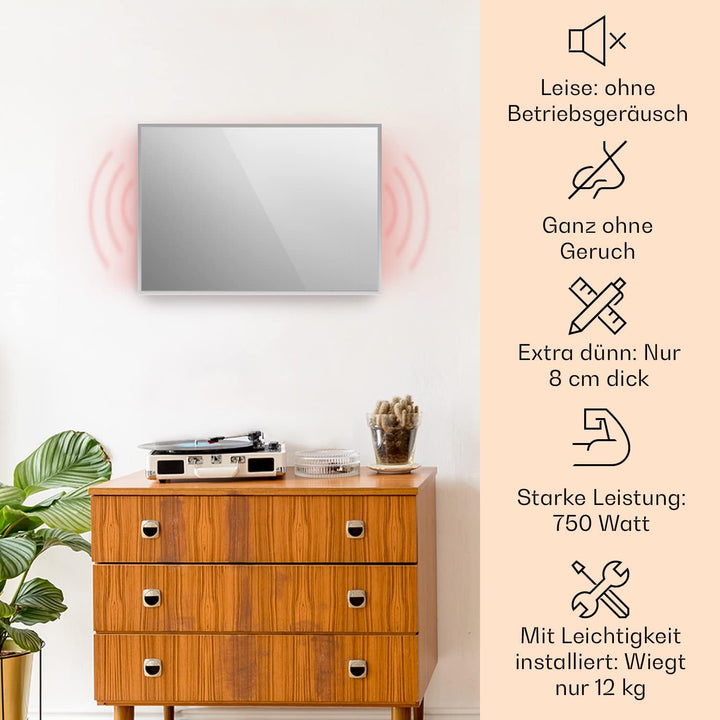 Klarstein Infrarotheizung, Infrarot Spiegelheizung Standgerät, Infrarotheizung mit Thermostat, Heizu