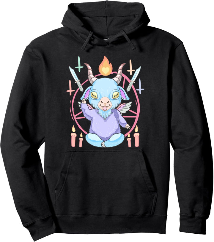 Kawaii Pastel Goth Baby Baphomet Cute as Hell Anime Nu Goth Pullover Hoodie