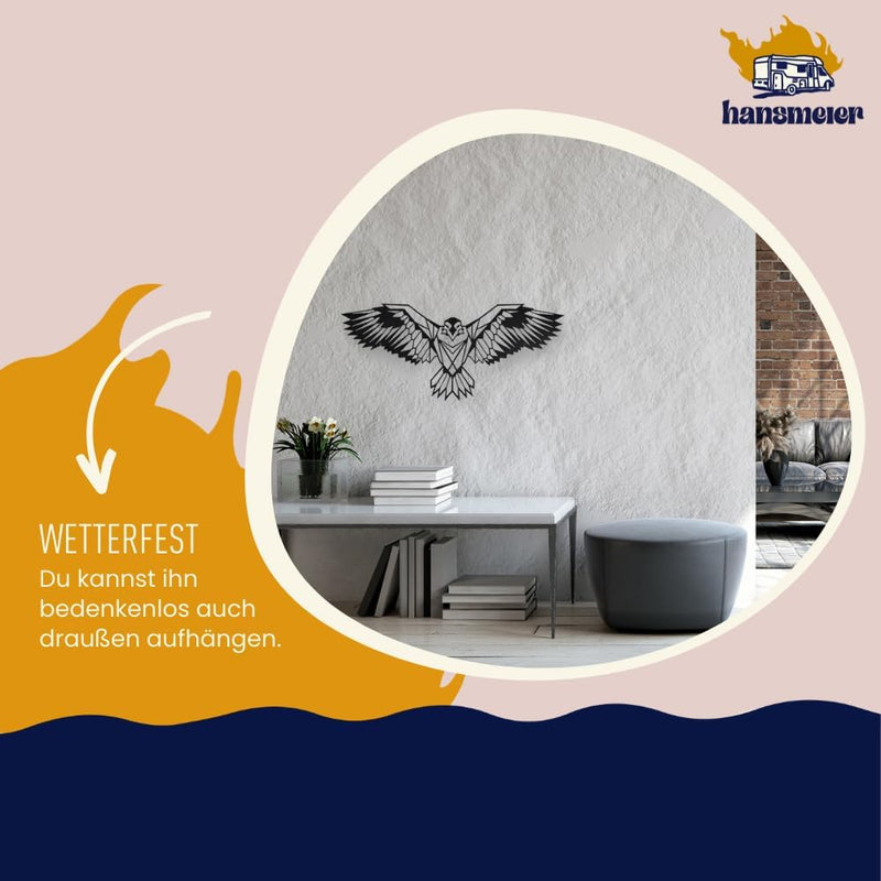 Hansmeier® Wanddeko Metall Adler | 80 x 35 cm | Wasserfest | Wandbild für Aussen und Innen | Metalld