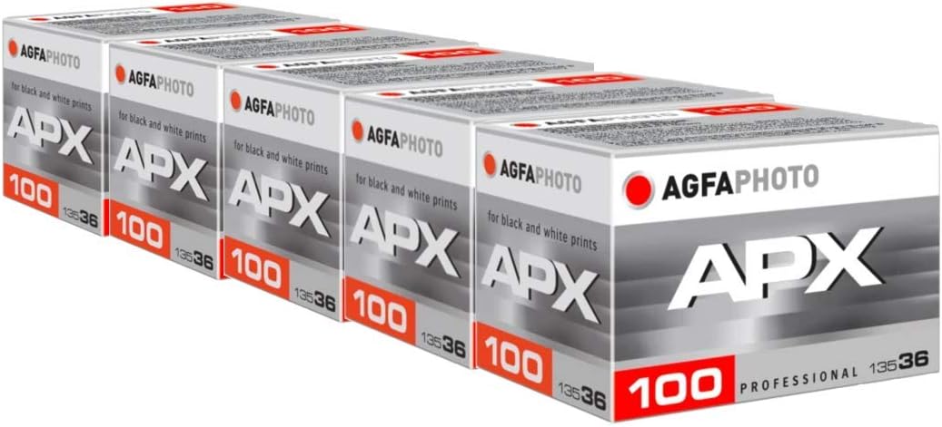 AgfaPhoto APX 100 135-36 Negativfim S/W im 5er Pack, AG6A1360-5 5 Stück 100 ASA Single, 5 Stück 100