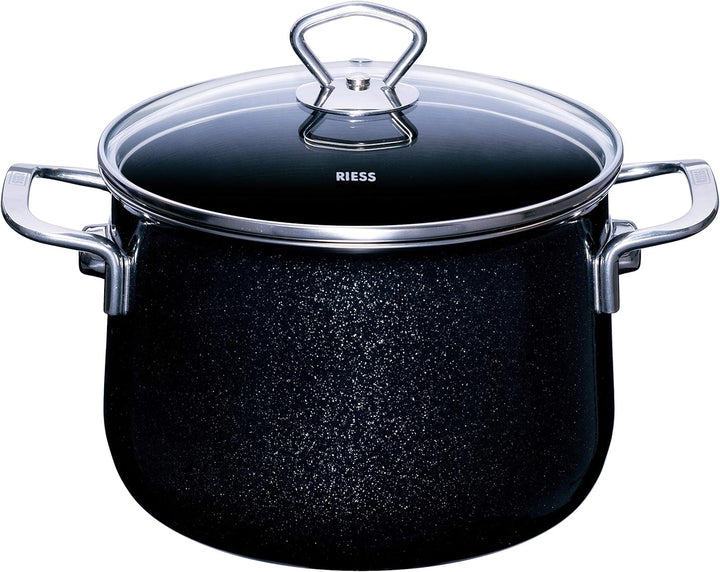 Riess 0703-009 Fleischtopf mit Glasdeckel, Nouvelle- Black Magic EXTRA STARK, Durchmesser 20cm, Höhe