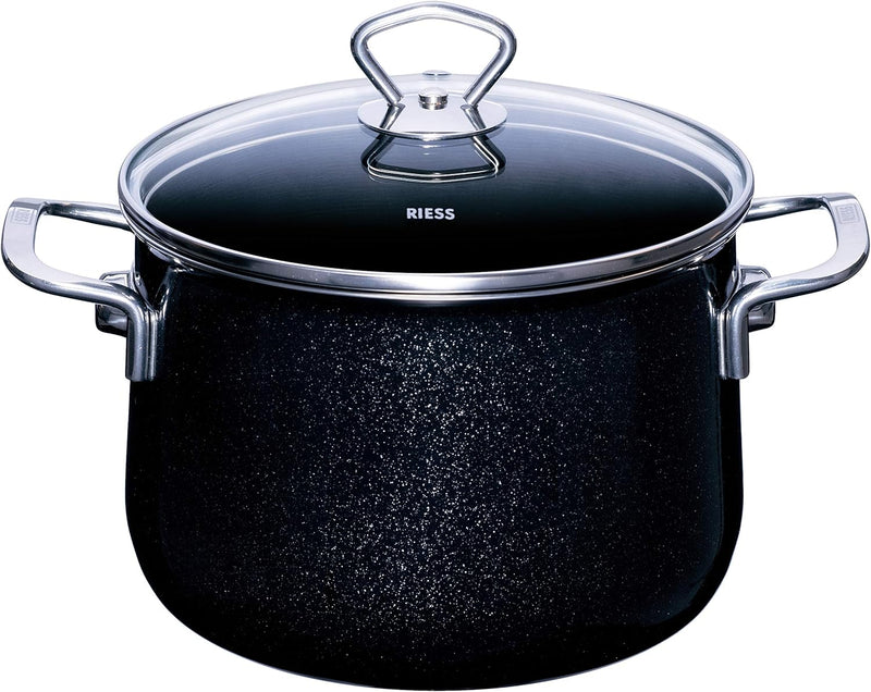 Riess 0703-009 Fleischtopf mit Glasdeckel, Nouvelle- Black Magic EXTRA STARK, Durchmesser 20cm, Höhe