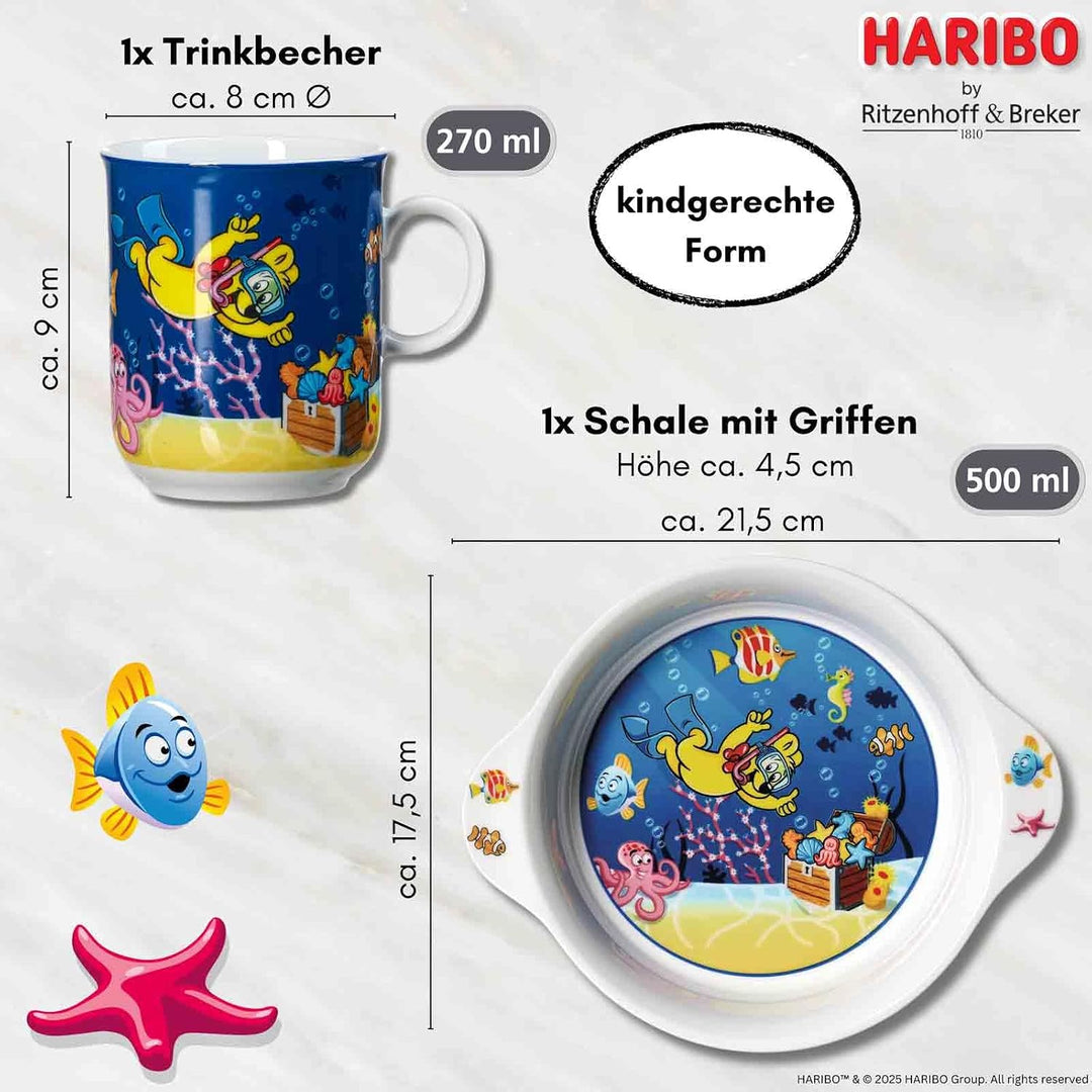 Ritzenhoff &amp; Breker Haribo Seaworld Kinder-Set 2-teilig – Becher 270 ml, Schale mit Griff – Spülmasc