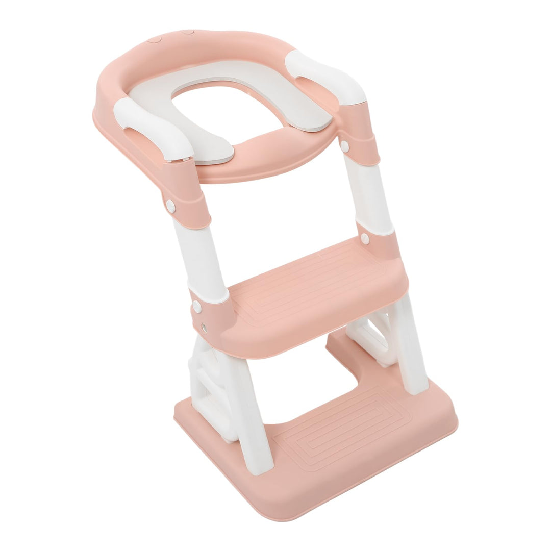 Toilettenleiter für Kinder, Rosa Toilettensitz Kinder mit Treppe, 2-in-1-Verwendung Kindertoilettenl