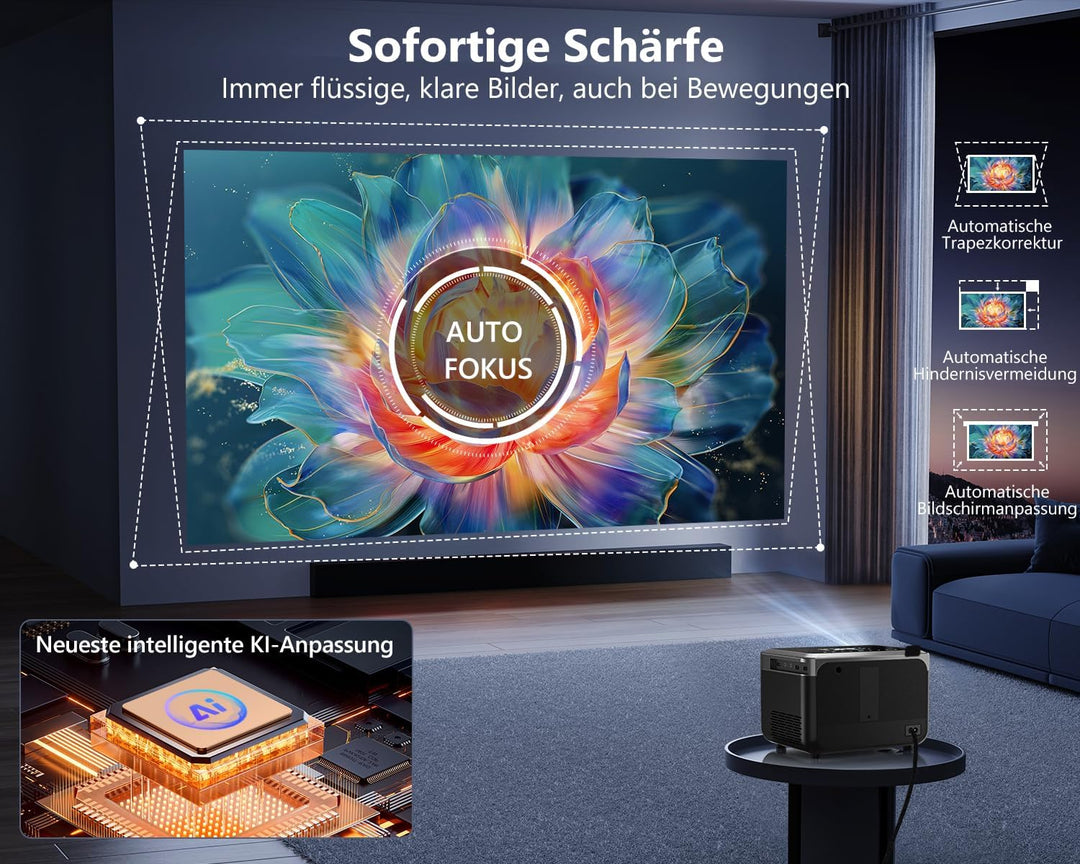 LED Beamer 4K Tragbarer Heimkino, 2026 CWEUG Smart Beamer mit YouTube, Android OS, DB Audio, NFC, Au