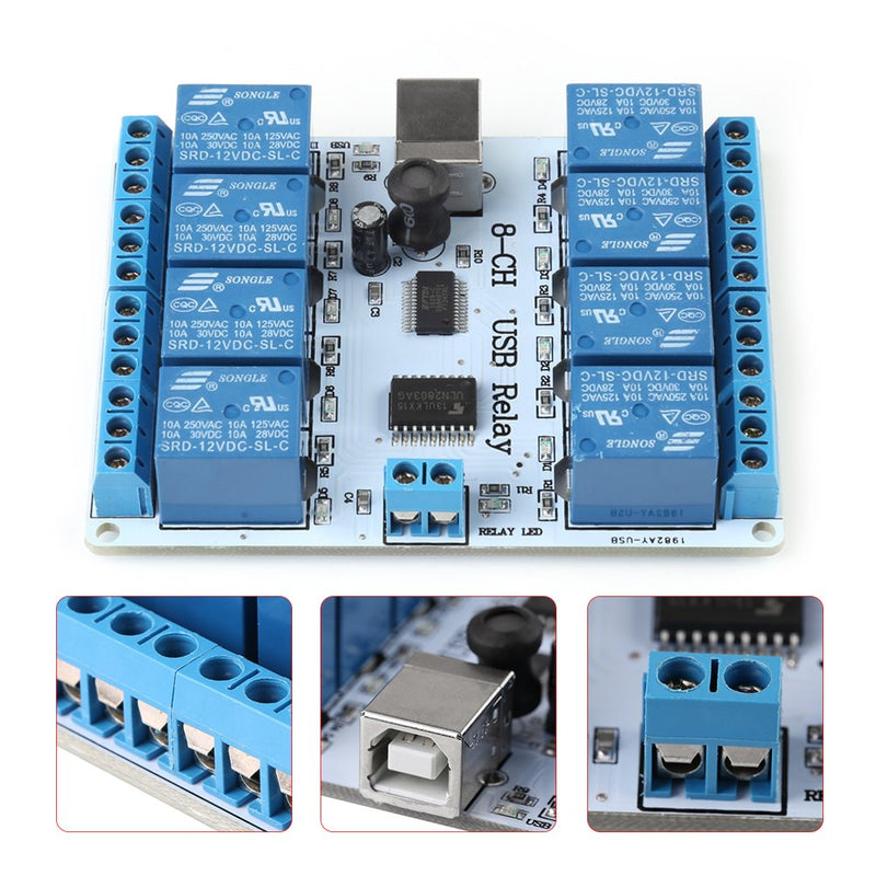 8-Kanal Typ-B USB Relais Board Modul Controller DC für Automation Robotik