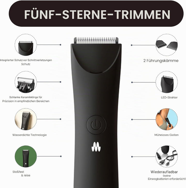 MERIDIAN Schlanker Trimmer, Scham- & Körperhaartrimmer, Bikini-Haarentfernung, Keine Kerben, Rasierv
