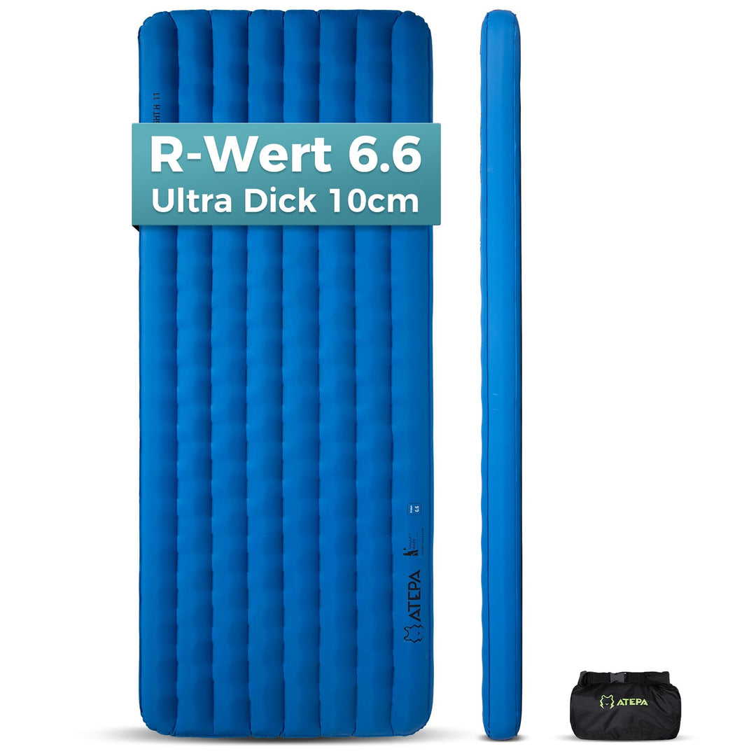 ATEPA ThermAir Pro Isomatte Ultraleicht für Camping &amp; Backpacking, 6.6 R-Wert Isolierte Luftmatte mi