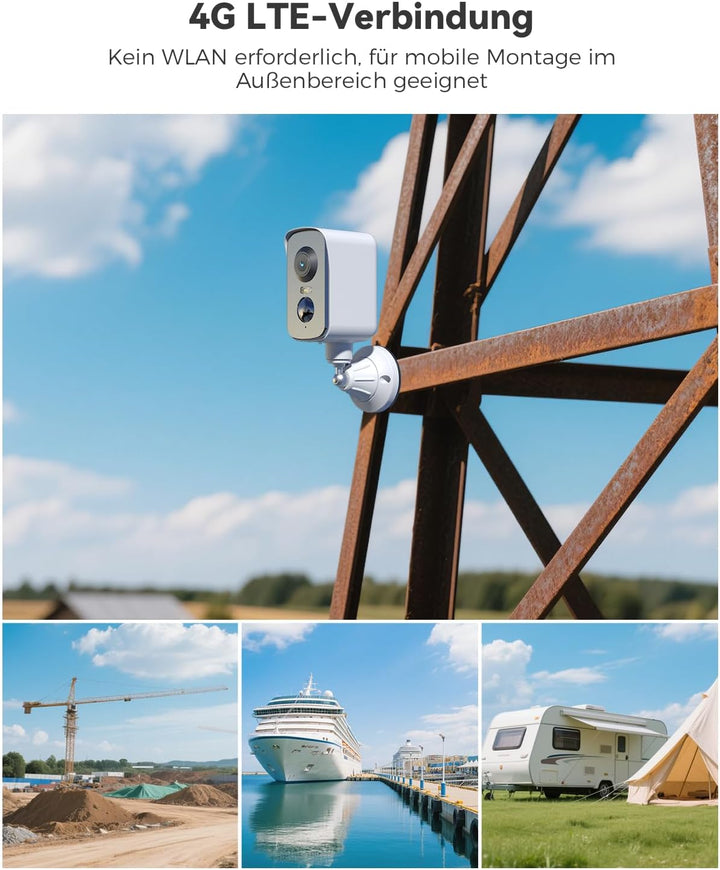 COCOCAM 2PCS Tragbare Magnetische 4G Überwachungskamera mit Sim Karte Aussen/Innen,2K kabellose Kame