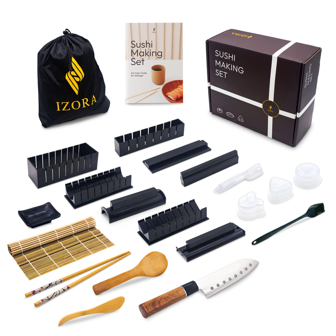 IZORA Sushi Maker Set mit Anfänger-Guide inkl. ausführlicher Anleitung, einfache Rezeptvorschläge -