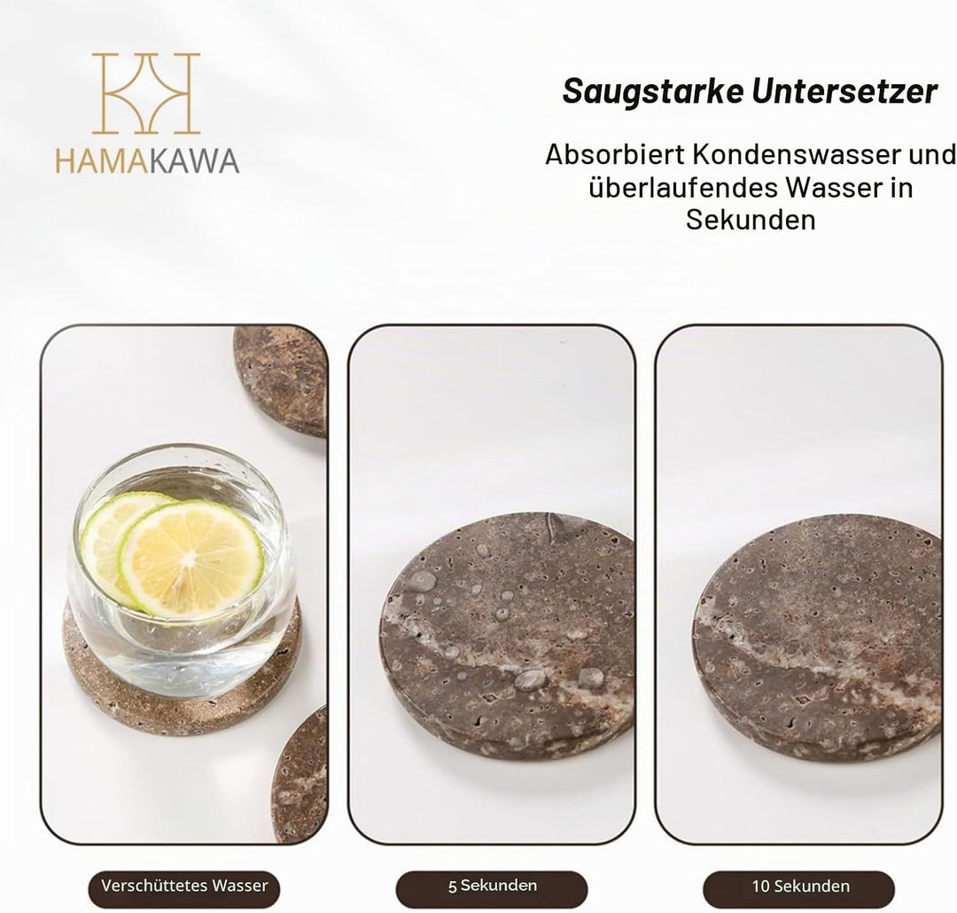 Marmor Untersetzer Satz von 4, Natürlichen Grauen Stein Untersetzer 10cm, Moderne Runde Travertin Ge
