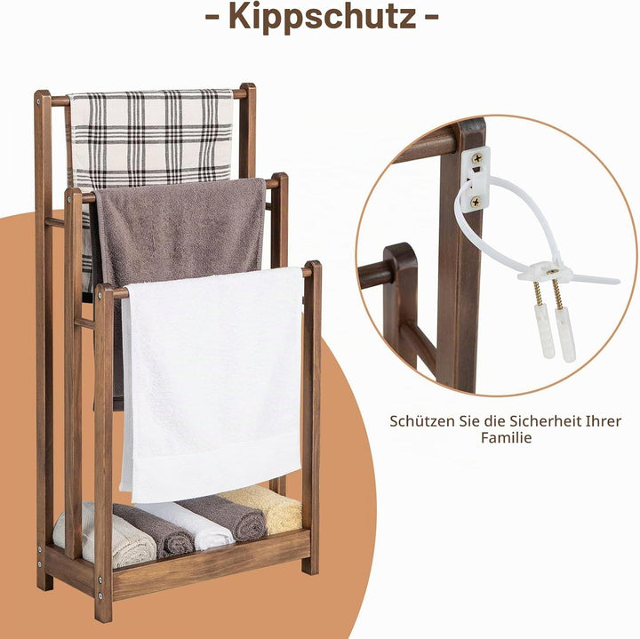 LIFEZEAL Handtuchständer Stehend, Duschtuchhalter Handtuchhalter Holz, Badetuchhalter Freistehend mi