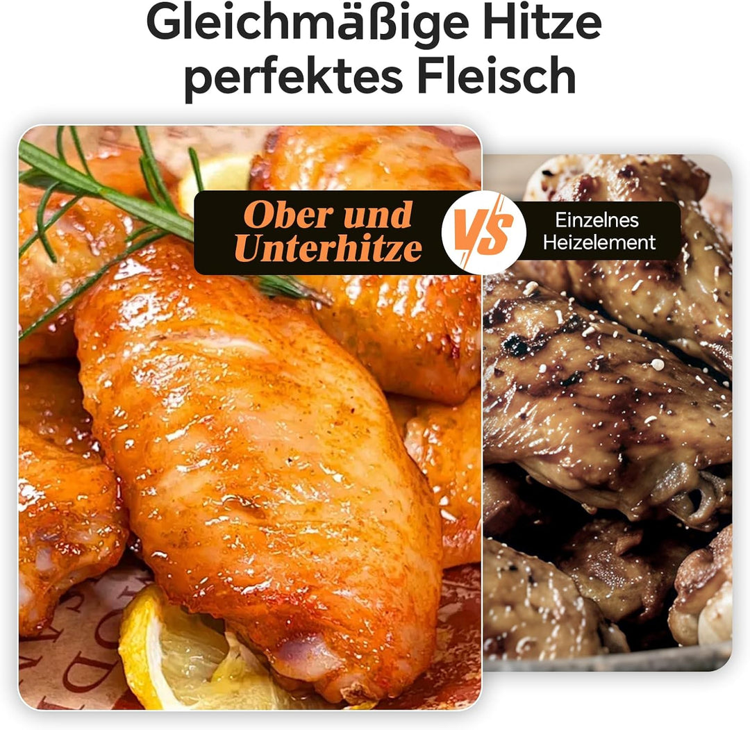 Heissluftfritteuse 12L 2 Kammern – 2600W Airfryer, XXL Heissluftfritteuse mit Ober und Unterhitze, 1