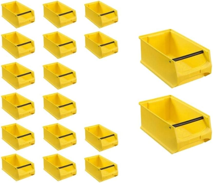 SuperSparSet 18x Gelbe Sichtlagerbox 4.1 mit Griffstange | HxBxT 15x20x35cm | 7,2 Liter | Sichtlager