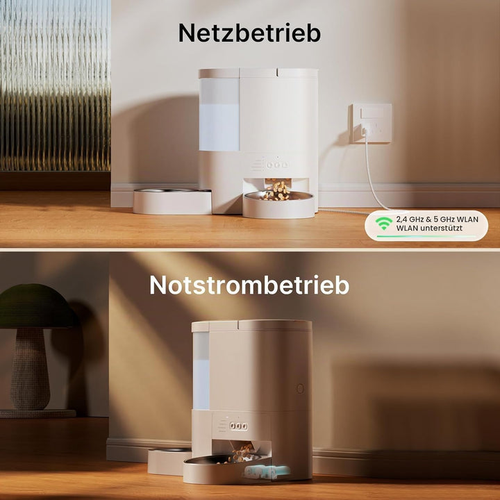Futterautomat Katze, Katzenfutter Automat und Katzenbrunnen 2 in 1 Weiss, Weiss