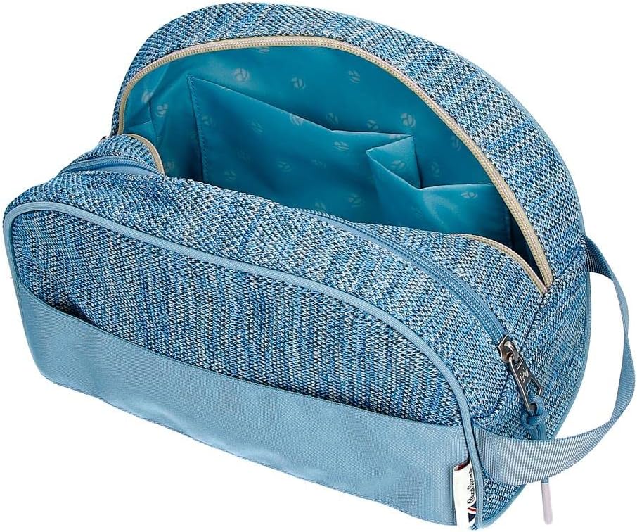 Pepe Jeans Lena Kulturbeutel Zwei Fächer Anpassbar Blau 26x16x12 cm Polyester Doppelter Koffer, Dopp