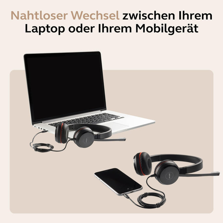 Jabra Evolve 30 II, Microsoft Teams zertifiziertes Stereo-Headset mit Anrufsteuerung, Mikrofon mit G