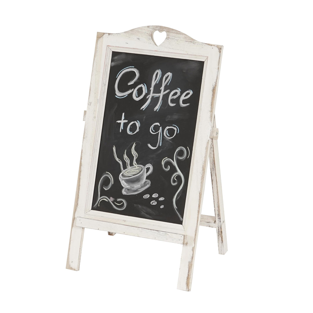 Werbetafel HWC-E51, Aufsteller Kreidetafel, 66x37x27cm Shabby-Look Vintage - weiss 66 x 37 x 27 cm W