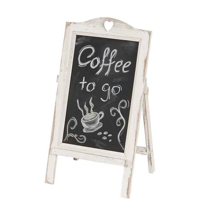 Werbetafel HWC-E51, Aufsteller Kreidetafel, 66x37x27cm Shabby-Look Vintage - weiss 66 x 37 x 27 cm W