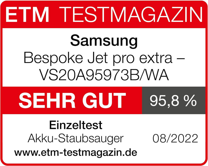 Samsung Bespoke Jet Pro Extra VS20A95973B/WA, Akku-Handstaubsauger Inklusive Clean Station, Kabellos