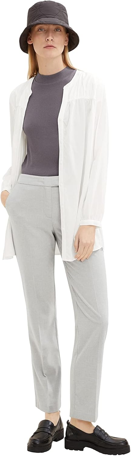 TOM TAILOR Damen Longstyle Bluse mit V-Ausschnitt, 10315 - Whisper White