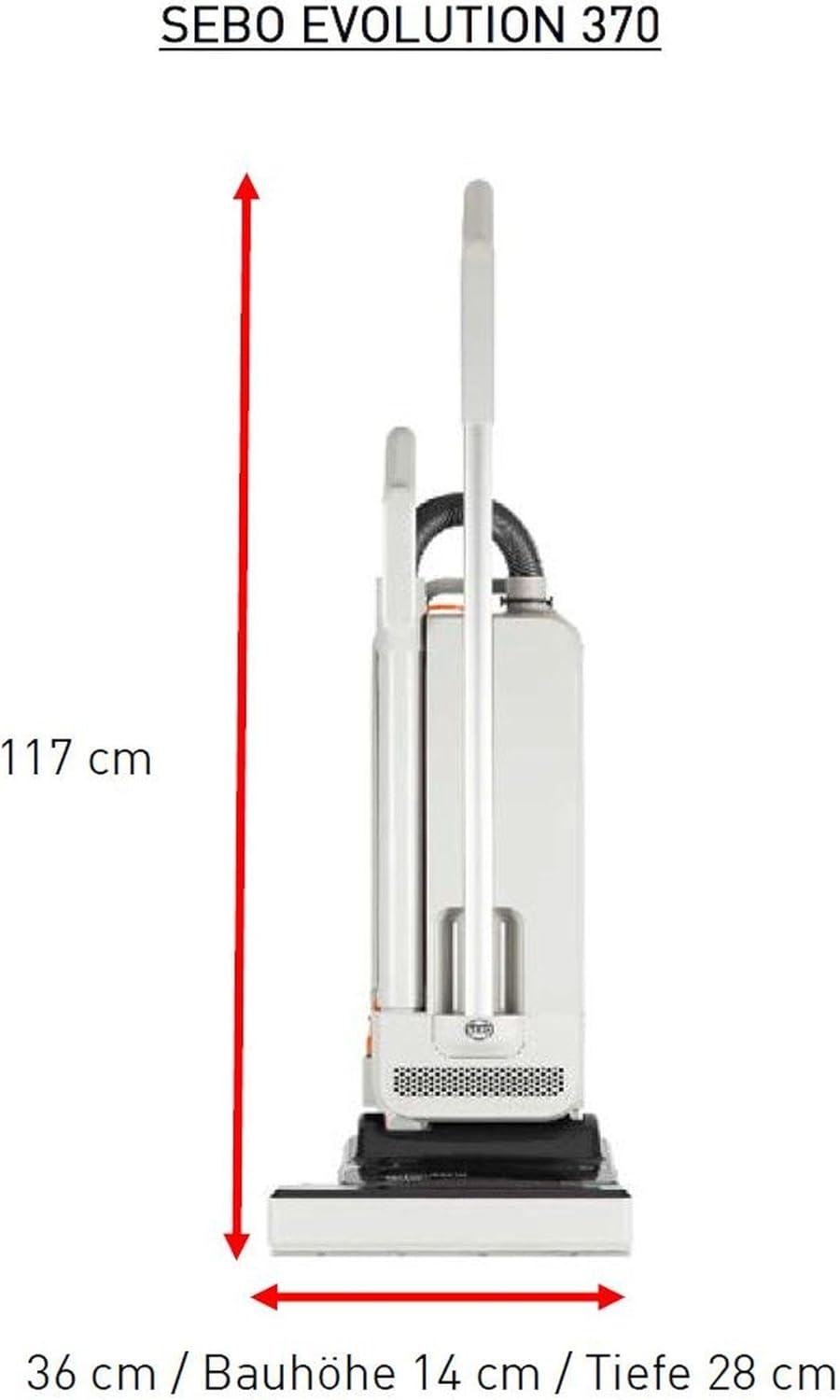 SEBO EVOLUTION 370 Profi-Bürstsauger 890 Watt mit einer Arbeitsbreite von 36 cm