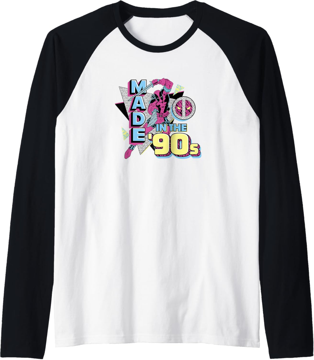 Marvel Deadpool 30th Made In the '90s Patterned Portrait Raglan