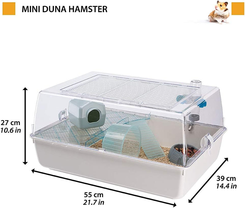 Ferplast Hamsterkäfig, Mäusekäfig MINI DUNA HAMSTER Zweistöckiger kleiner Käfig, Lüftungsgitter, Tra