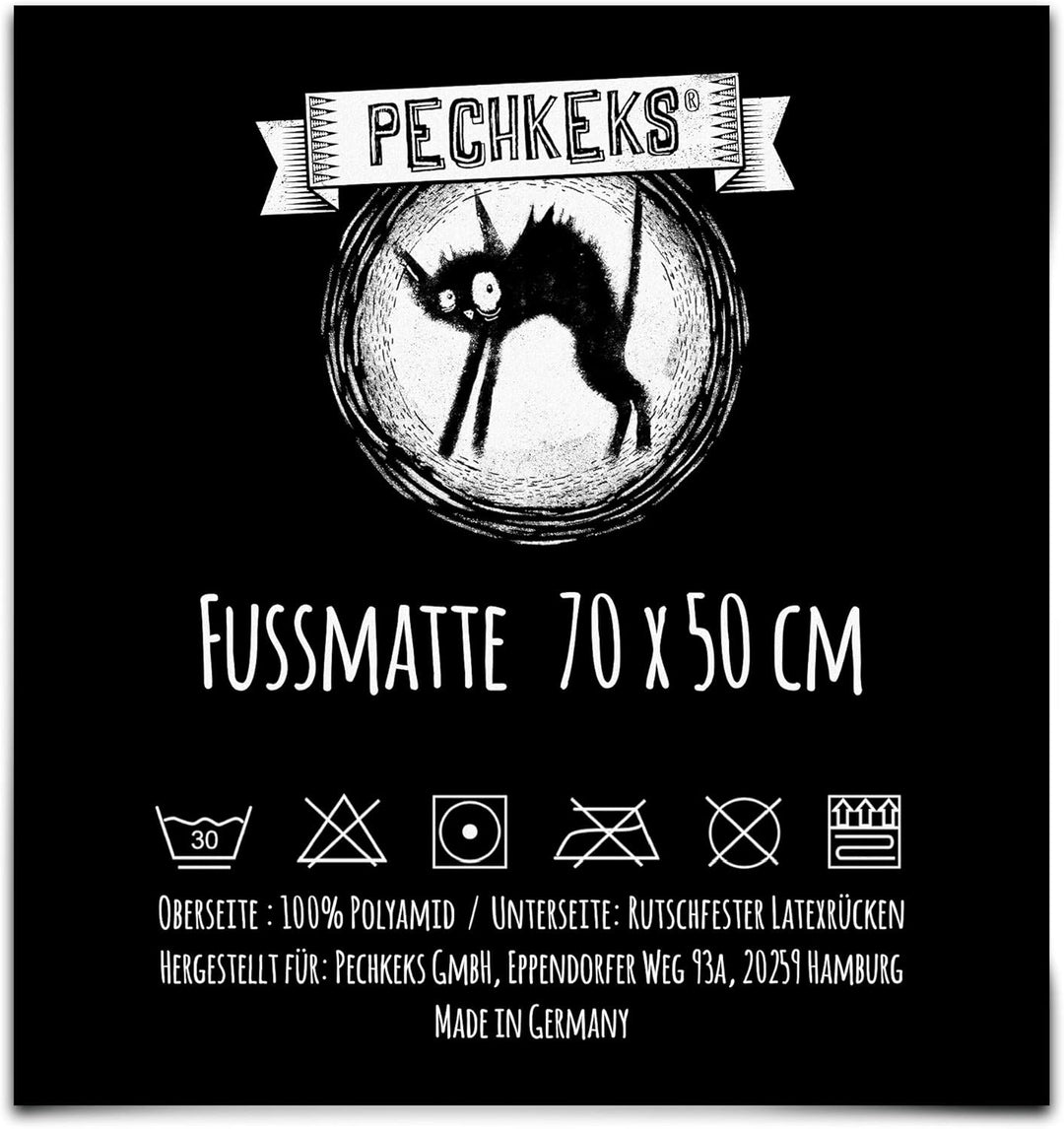 Pechkeks Fussmatte mit Spruch „Kennen wir Uns. “ (Grösse 70x50cm rutschfest, waschbar, schwarz), 320