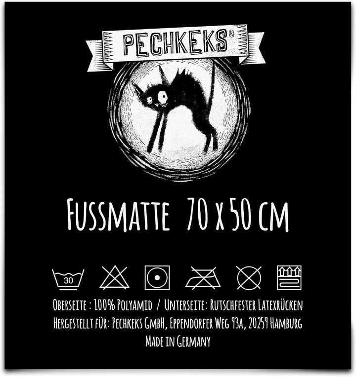 Pechkeks Fussmatte mit Spruch „Kennen wir Uns. “ (Grösse 70x50cm rutschfest, waschbar, schwarz), 320