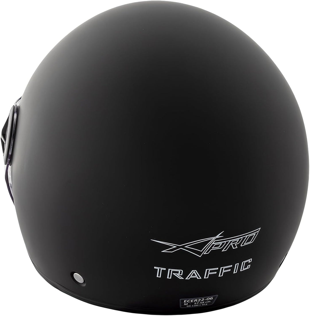 A-Pro Motorradhelm Motorrad Roller Jet Helm Innensonnenblende Viser Schwarz Matt XS, 53-54 cm ( XS)