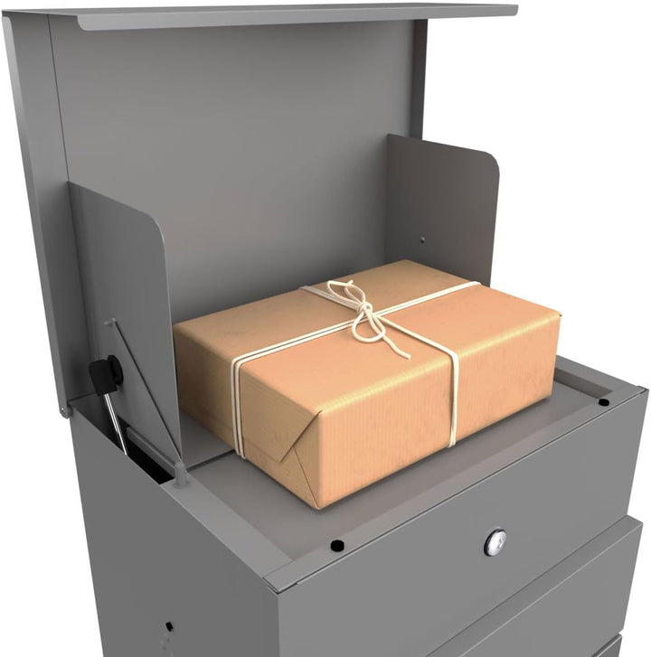 Design Aufputz Paketbox Kant Edition - Elegance 2 individuell mit Ihrem Namen (RAL 9007 graualuminiu