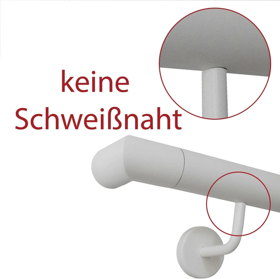 TIBU Handlauf Edelstahl weiss pulverbeschichtet 42,4 mm Geländer innen aussen wetterfest, Länge 150