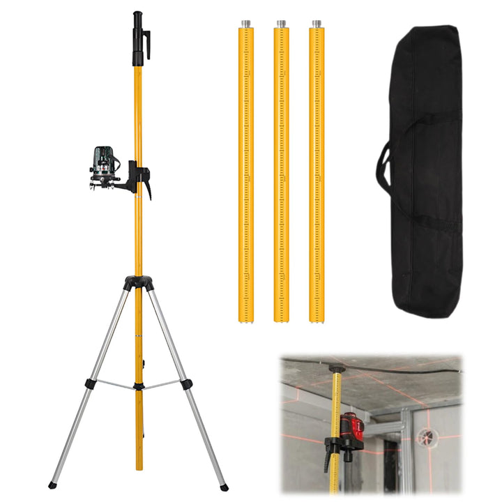 Laser Teleskopstange 3m/10ft, Laser-Stativ mit Höhenverstellung, Lasermontagestange-360°Drehung, Bau