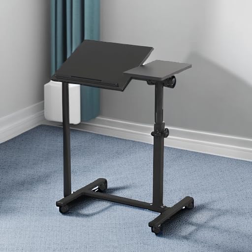Rollender Laptoptisch Knietisch für Laptop Rollwagen kippbar Überbett Nachttisch Überbett Schreibtis