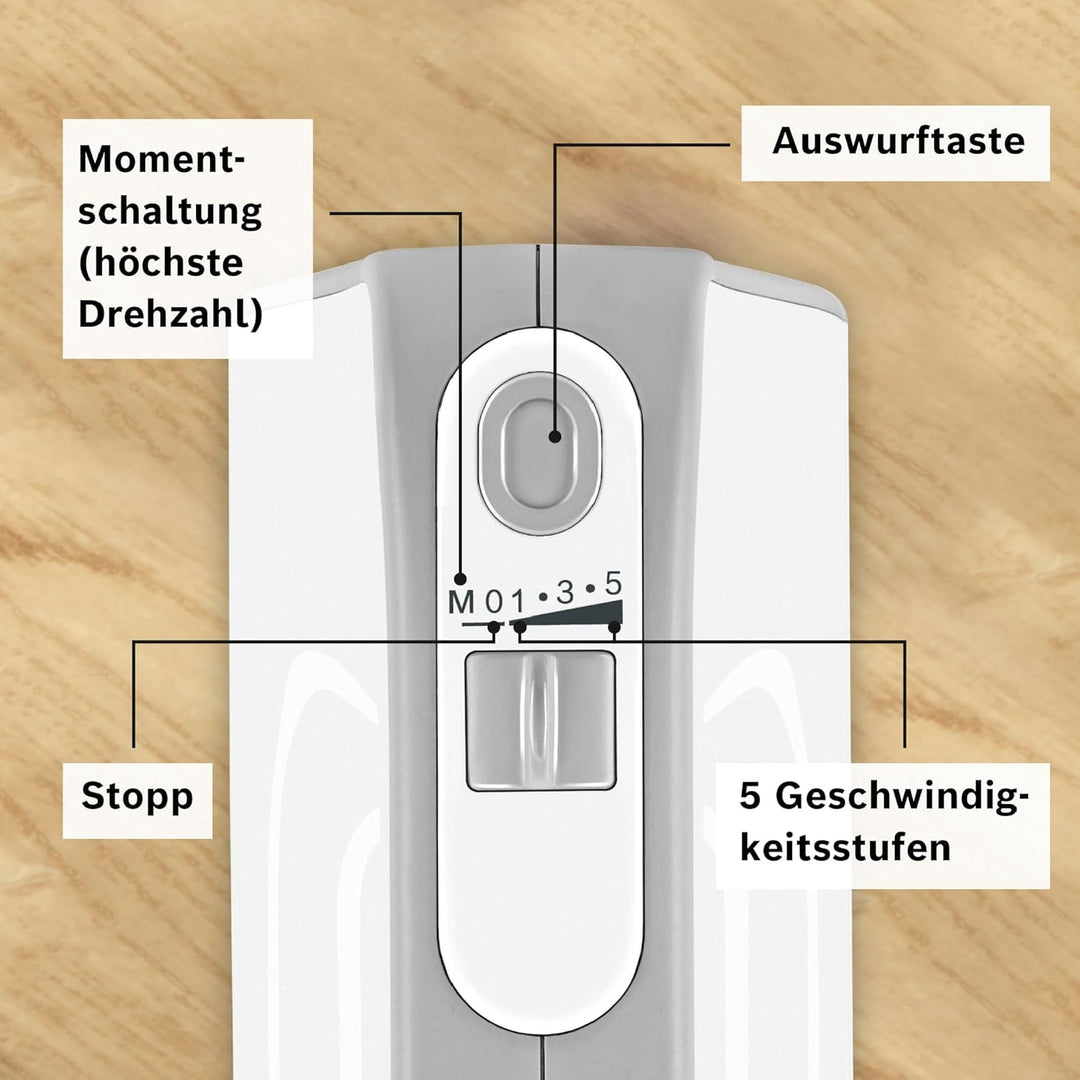 Bosch Handrührer Styline MFQ4080, 2 Rührbesen, 2 Edelstahl-Knethaken, spülmaschinengeeignet, Zerklei