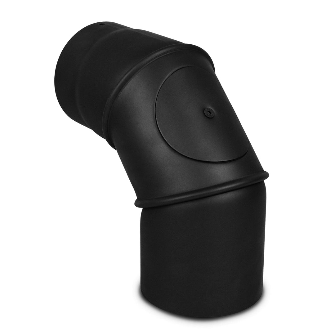 LANZZAS Ofenrohr Bogen 0-90° Grad verstellbar mit Tür, im Durchmesser, DN Ø 150 mm, Farbe: schwarz-m