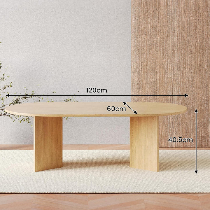 YOUDENOVA Couchtisch Ovaler Beistelltisch Holz Modern Wohnzimmertisch mit Ablage Coffee Table Klein