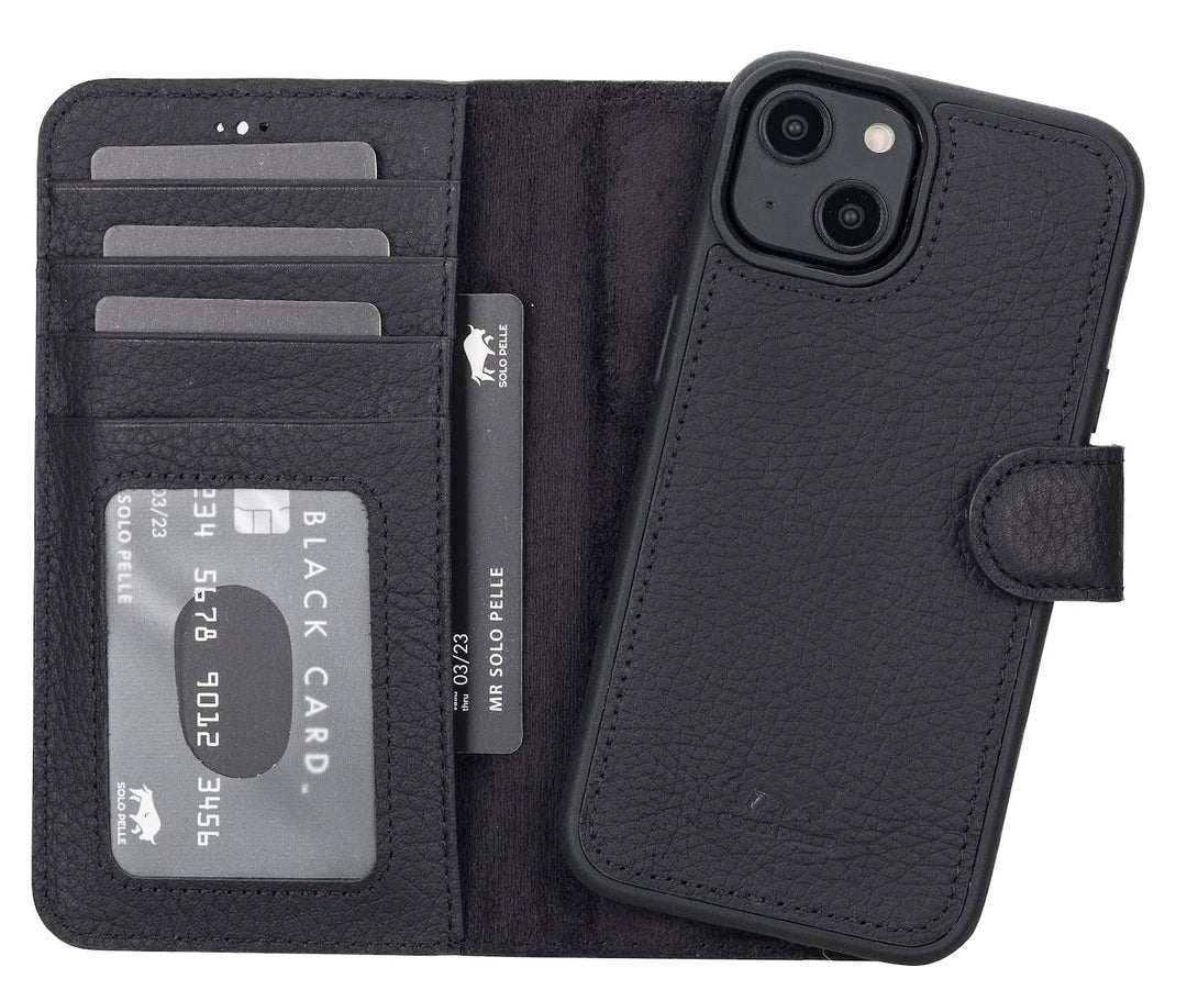 Solo Pelle Lederhülle kompatibel für iPhone 14 in 6.1 Zoll abnehmbare Hülle (2in1) inkl. Kartenfäche