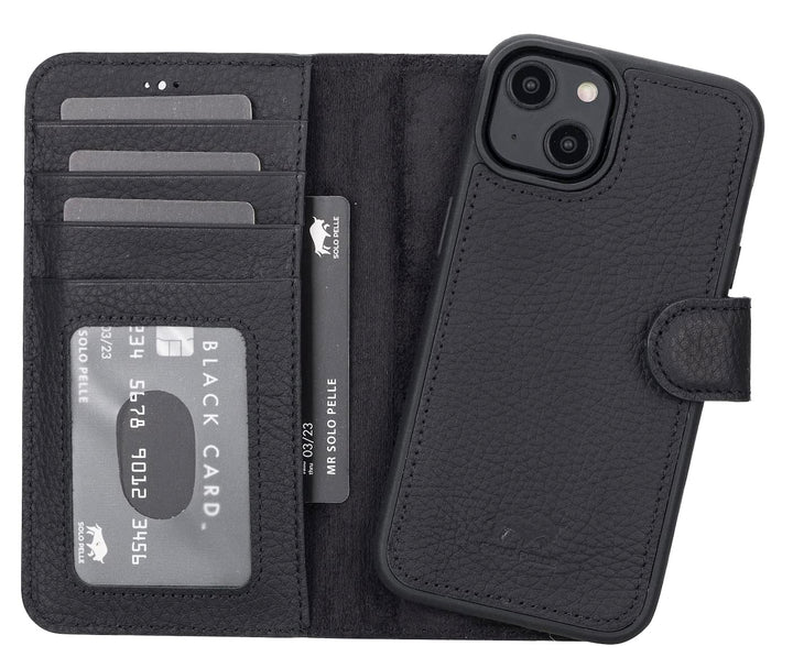 Solo Pelle Lederhülle kompatibel für iPhone 14 in 6.1 Zoll abnehmbare Hülle (2in1) inkl. Kartenfäche
