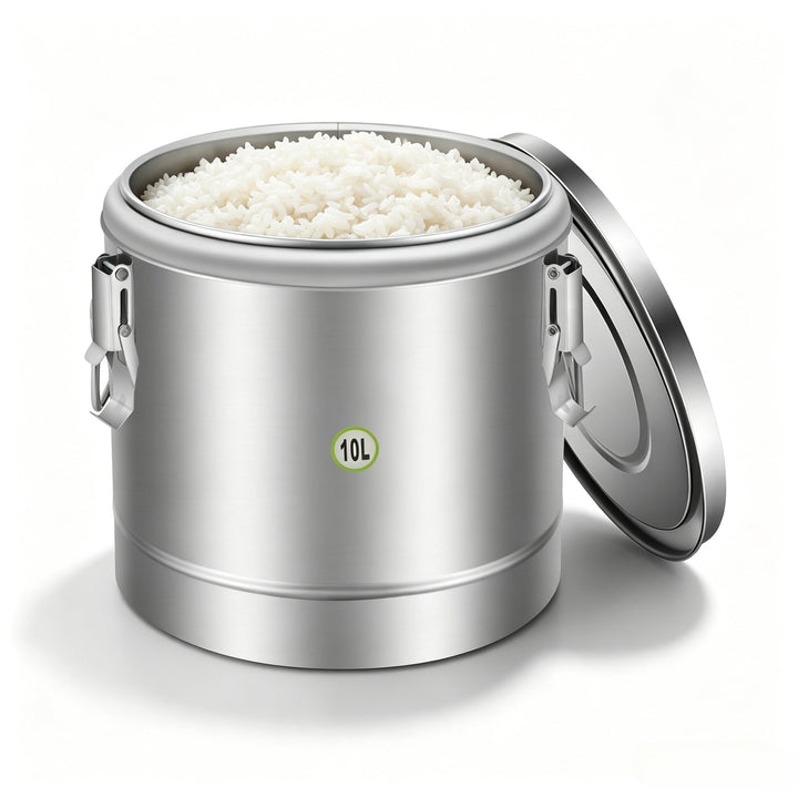 Isolierter Eimer 10l Edelstahl Suppenbehälter 12h Temperaturerhaltungszeit Transport Thermobehälter