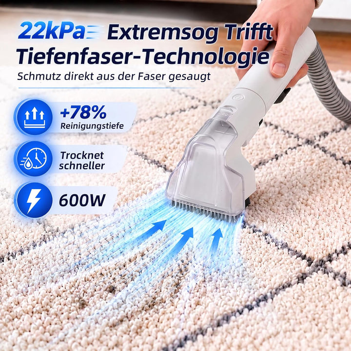 ICARE Nasssauger Polsterreiniger Gerät Teppichreiniger Waschsauger mit 600W | 22kPa Upgrade tragbare