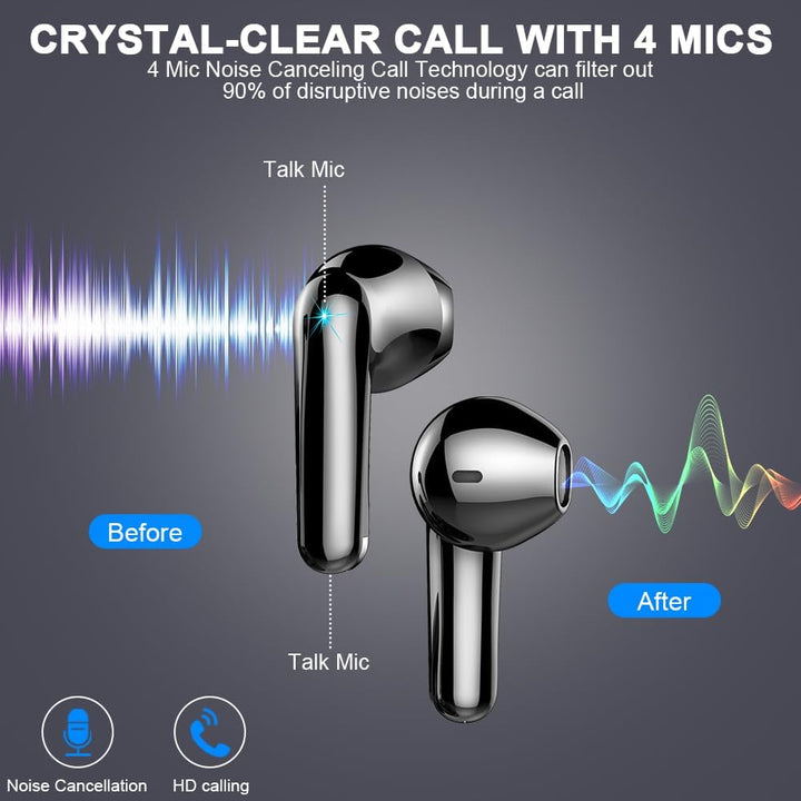 Bluetooth Kopfhörer, Kopfhörer Kabellos Bluetooth 5.4 In Ear kopfhörer bluetooth mit 4 Mic, 50H Kabe