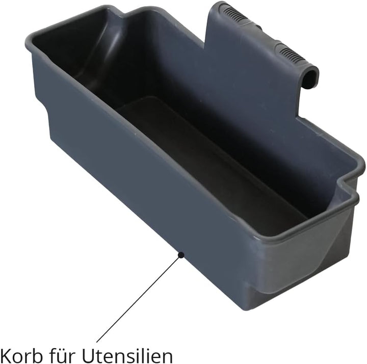 Hypafol Reinigungswagen mit Korb Set 50 cm | 2 x 25 l Eimer mit Wischmopp-Presse und Kehrgarnitur |