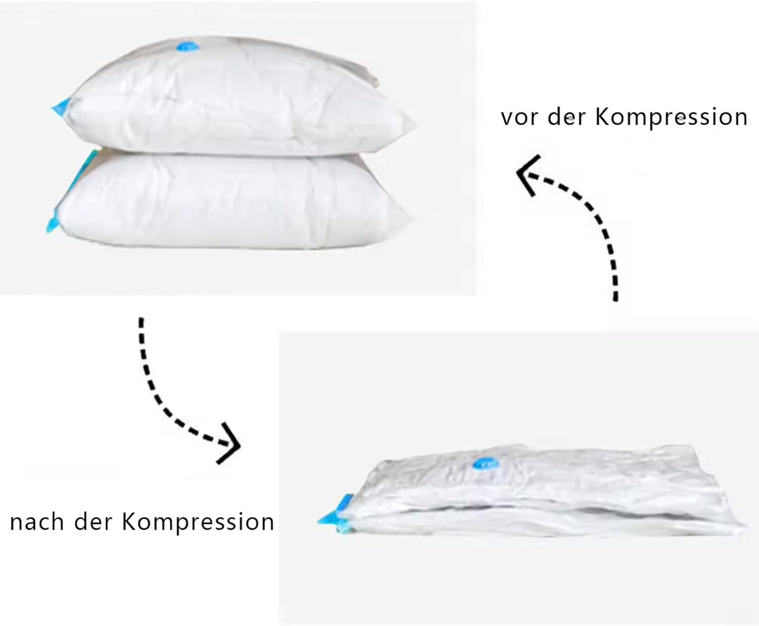 12 Stück Vakuumbeutel für Kleidung mit luftdichtem Ventil und Handpumpe Vakuum (6x50x70cm/4x60x80cm/