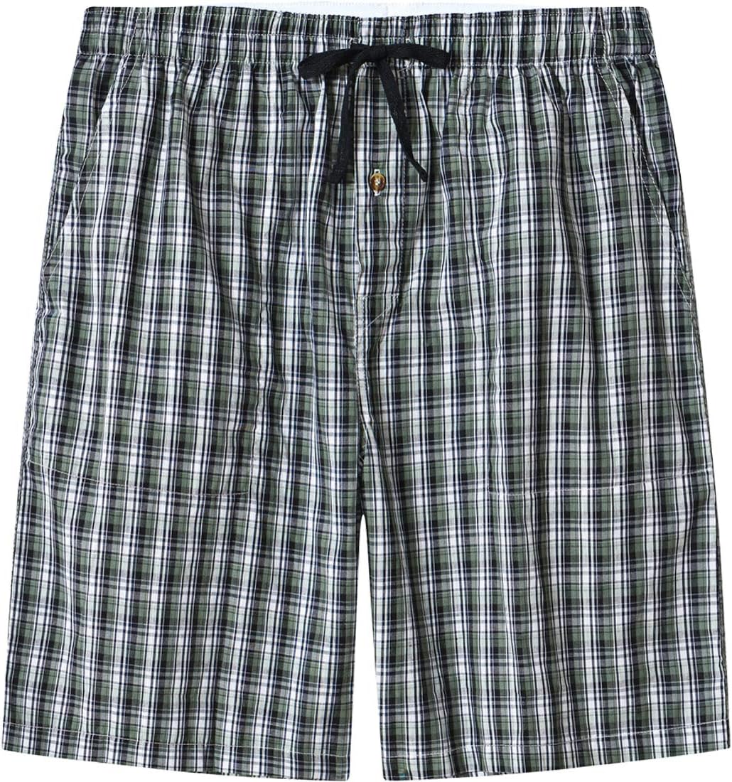 MoFiz Herren Kurze Pyjamahose Baumwolle Schlafshorts Karierte Schlafanzughose Freizeithose Karo Loun