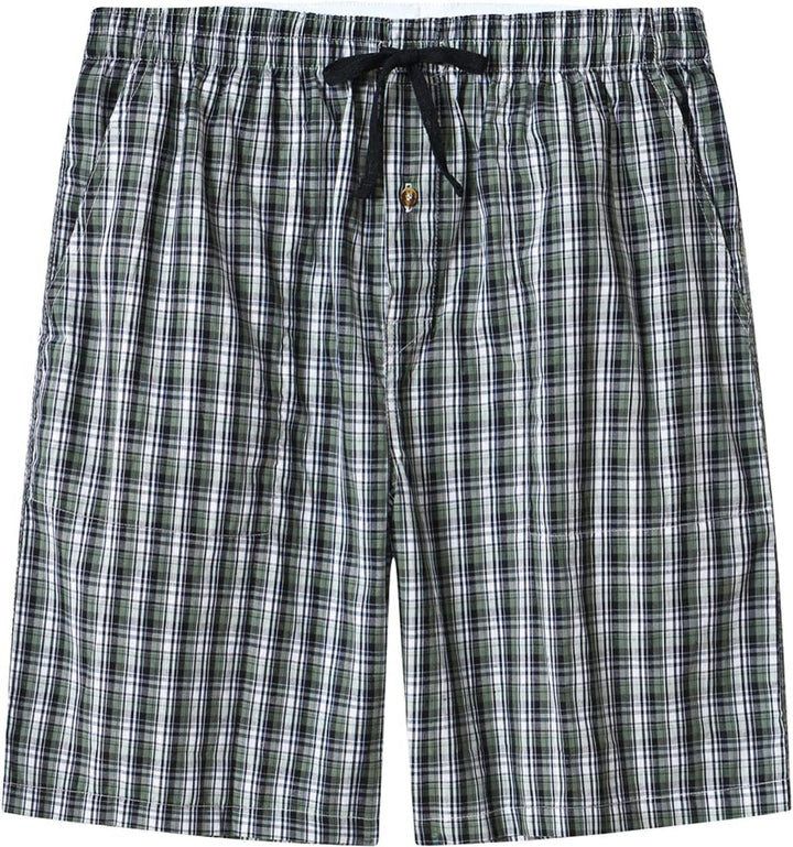 MoFiz Herren Kurze Pyjamahose Baumwolle Schlafshorts Karierte Schlafanzughose Freizeithose Karo Loun